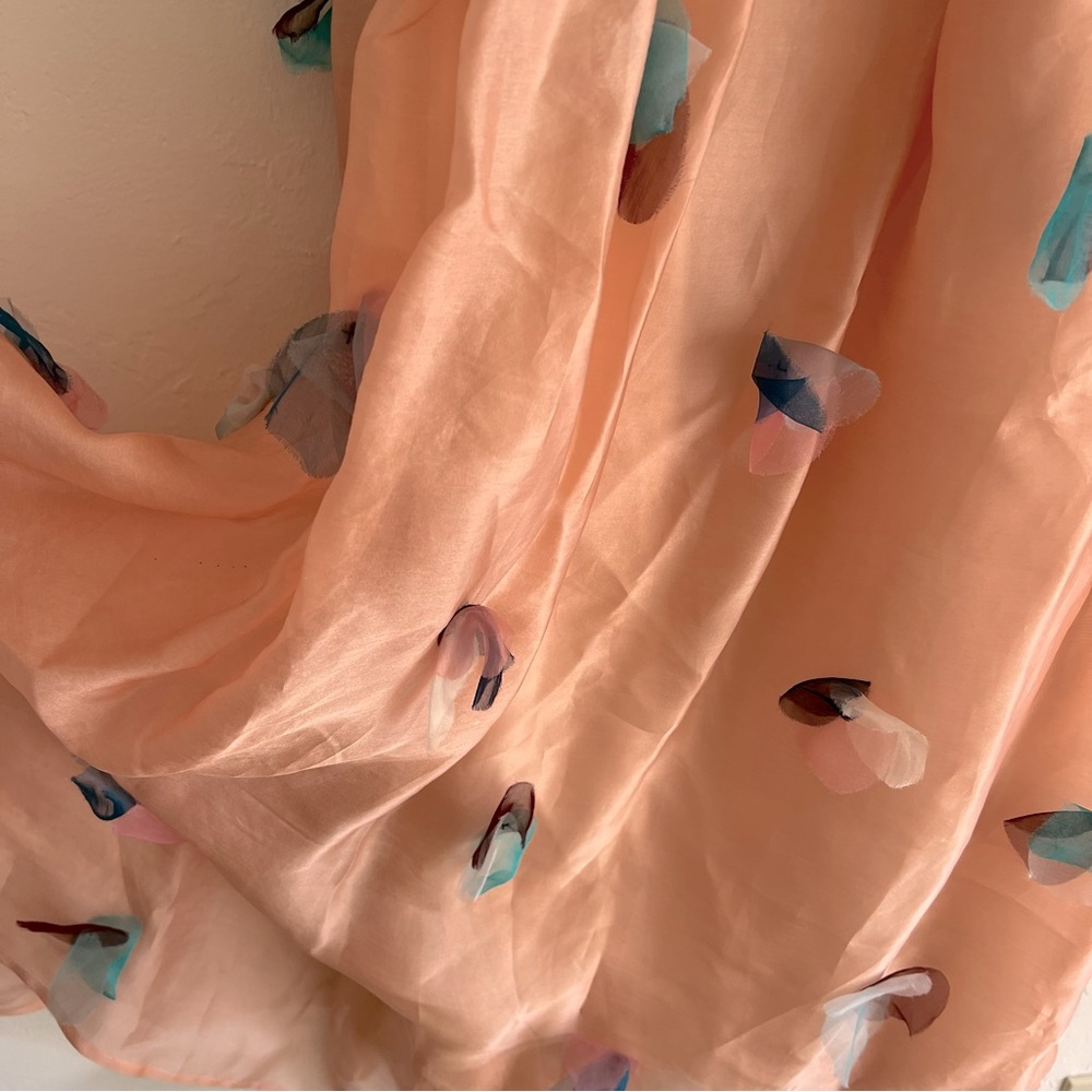 Rachel Antonoff Peach Dress 3D Petal Floral Sheer Pastel Designer 2015 Line 8 - Picture 4 of 9